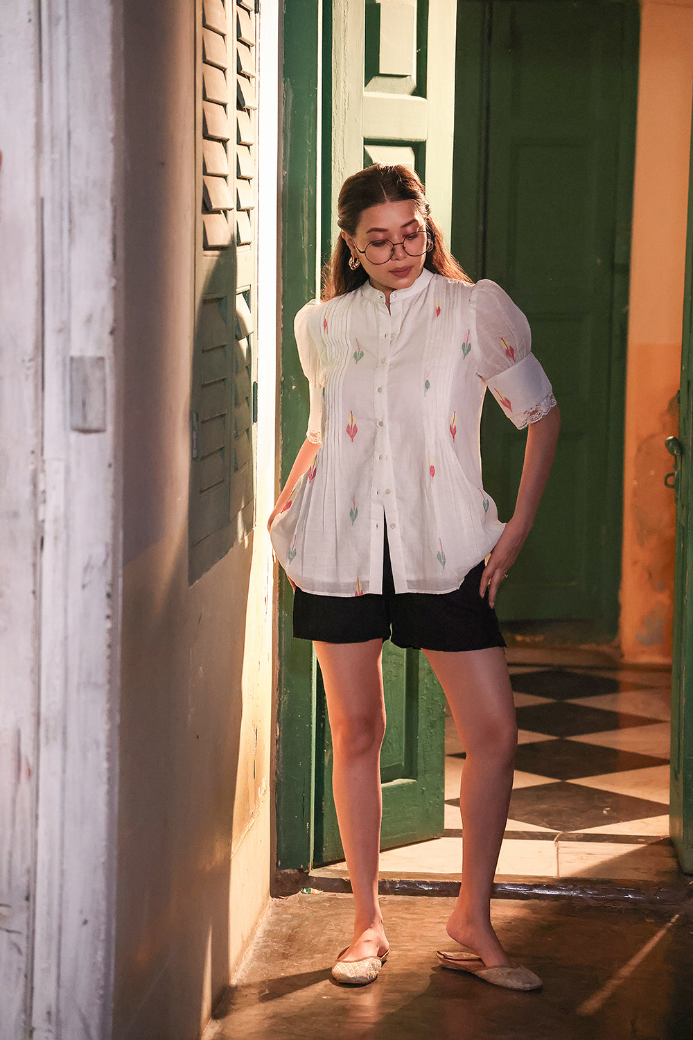 Whimsy White Jamdani Top