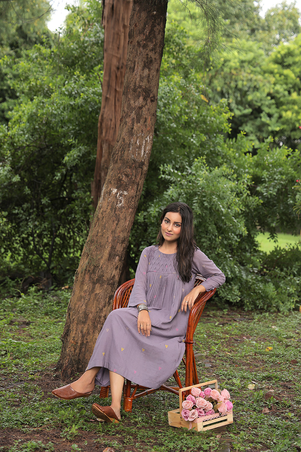 Urban Trishul Grey Jamdani Dress