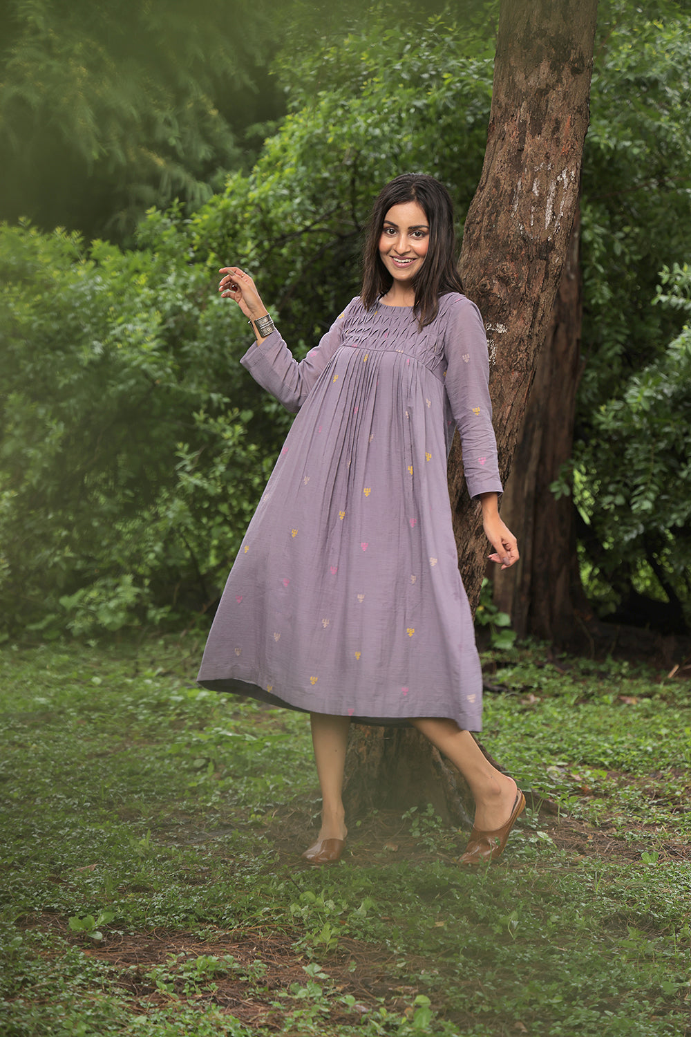 Urban Trishul Grey Jamdani Dress
