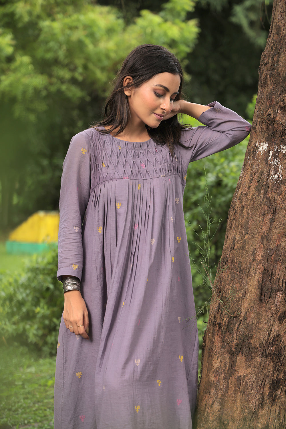 Urban Trishul Grey Jamdani Dress
