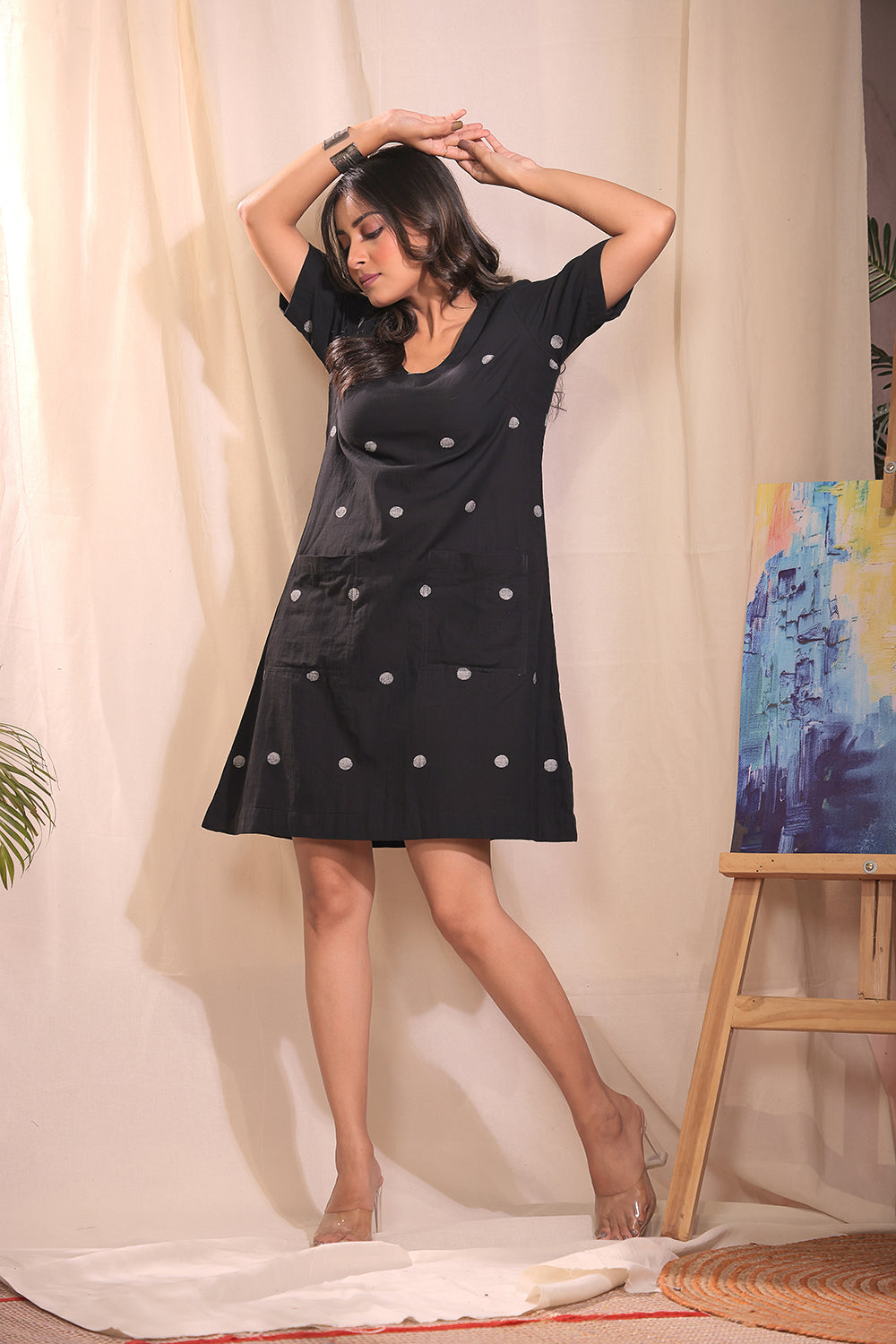 Midnight Dots Black Jamdani Dress