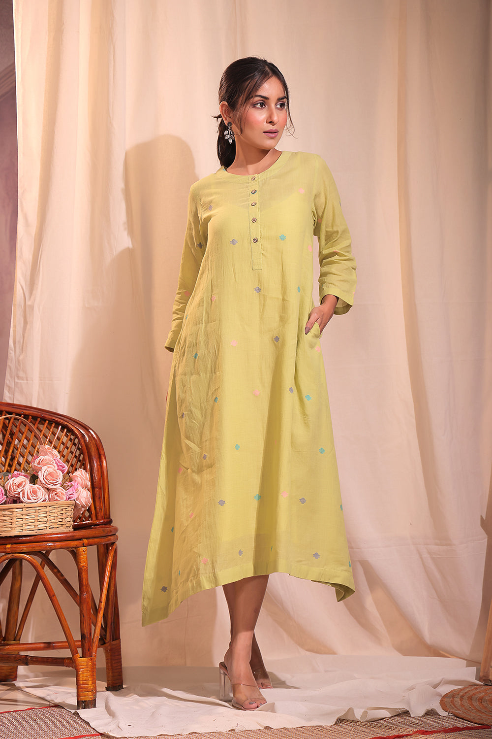 Mint Delight Jamdani Dress