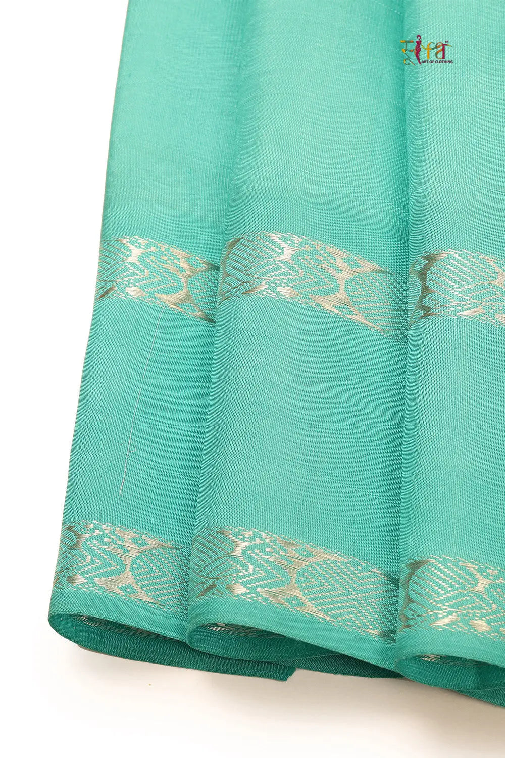 Grey Check Handloom Kanchipattu Saree With Baby Blue Border
