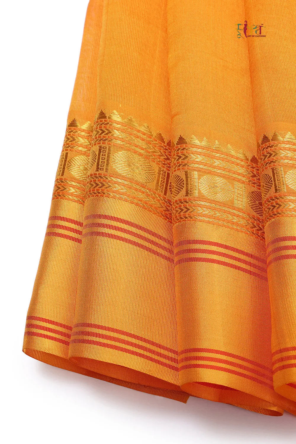 Handloom Candy Red Pure Cotton Kanchi Saree With Pure Silk Border And Pallu