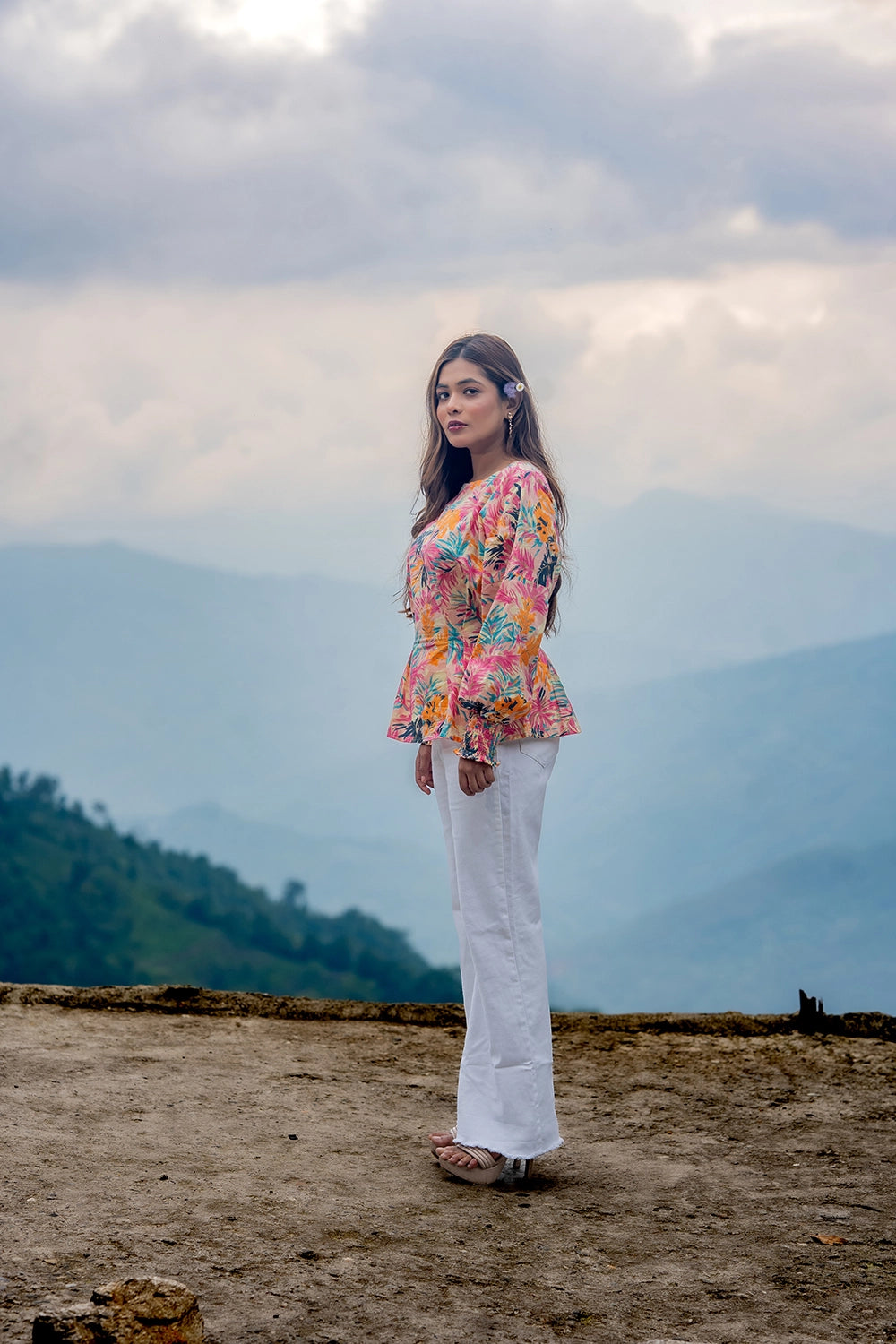 Multi Colour Blooms Hand Block Print Cotton Top