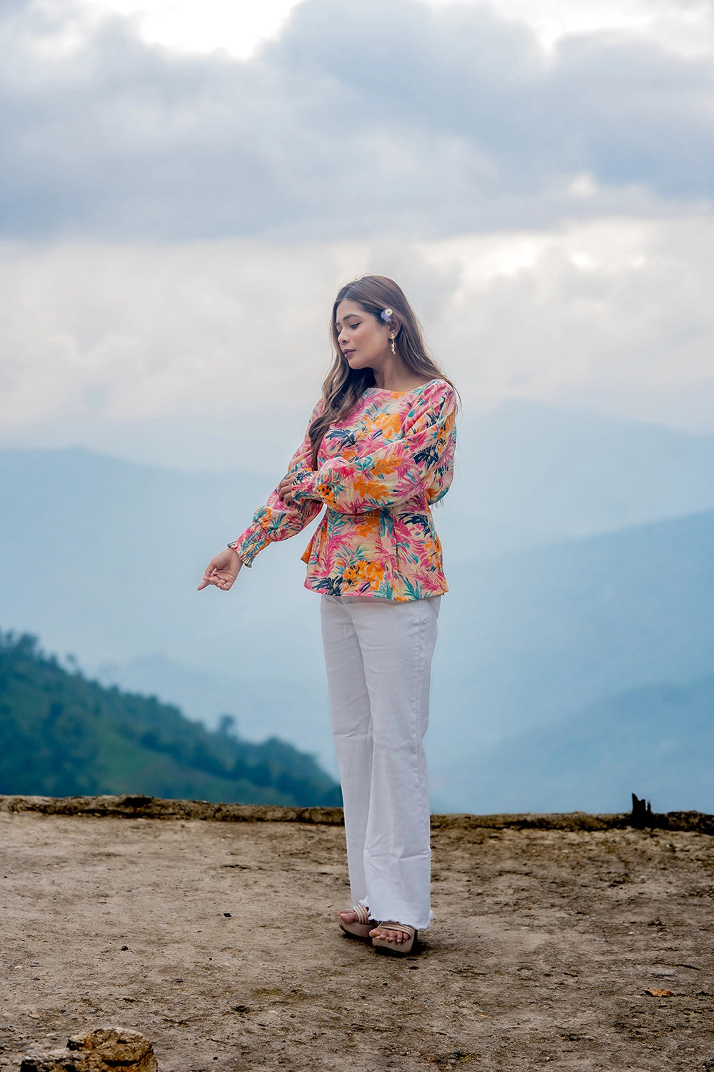 Multi Colour Blooms Hand Block Print Cotton Top