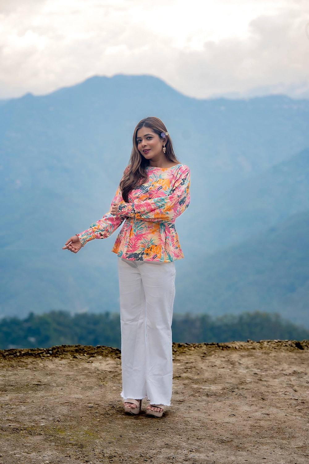 Multi Colour Blooms Hand Block Print Cotton Top