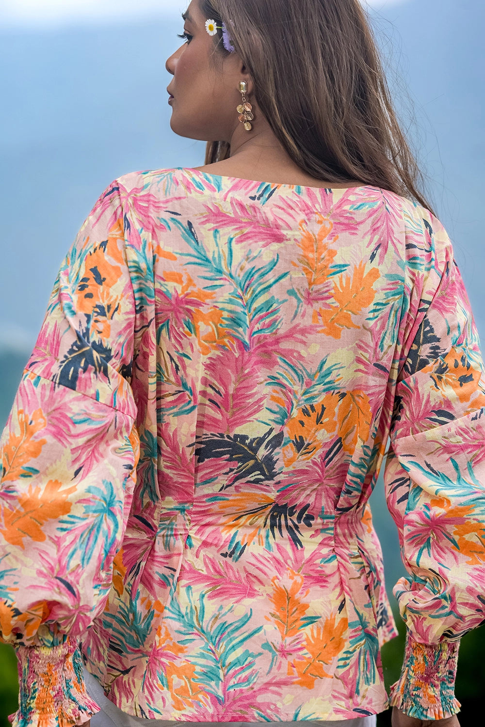 Multi Colour Blooms Hand Block Print Cotton Top