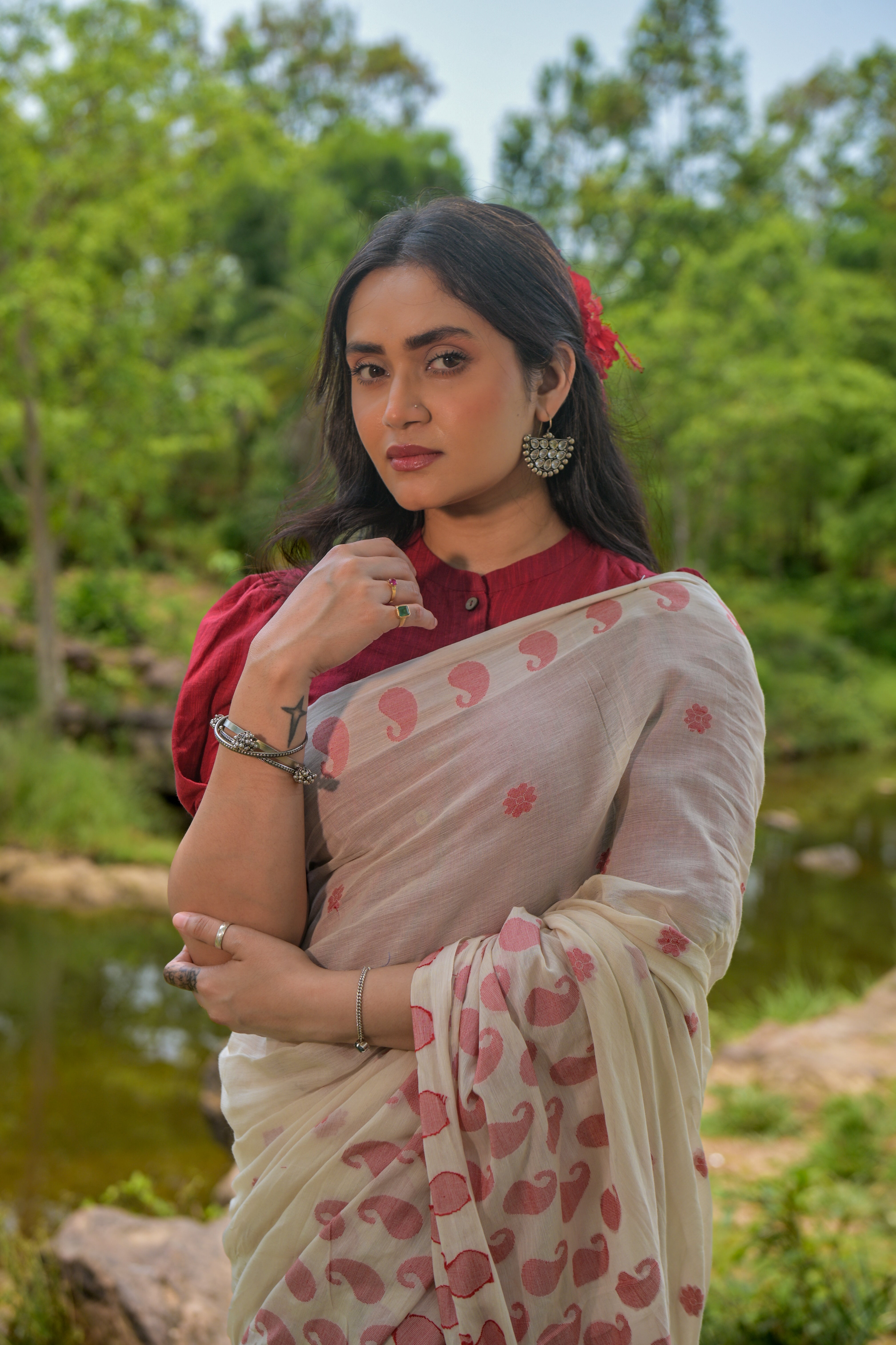 Abeer Wine South Cotton Blouse