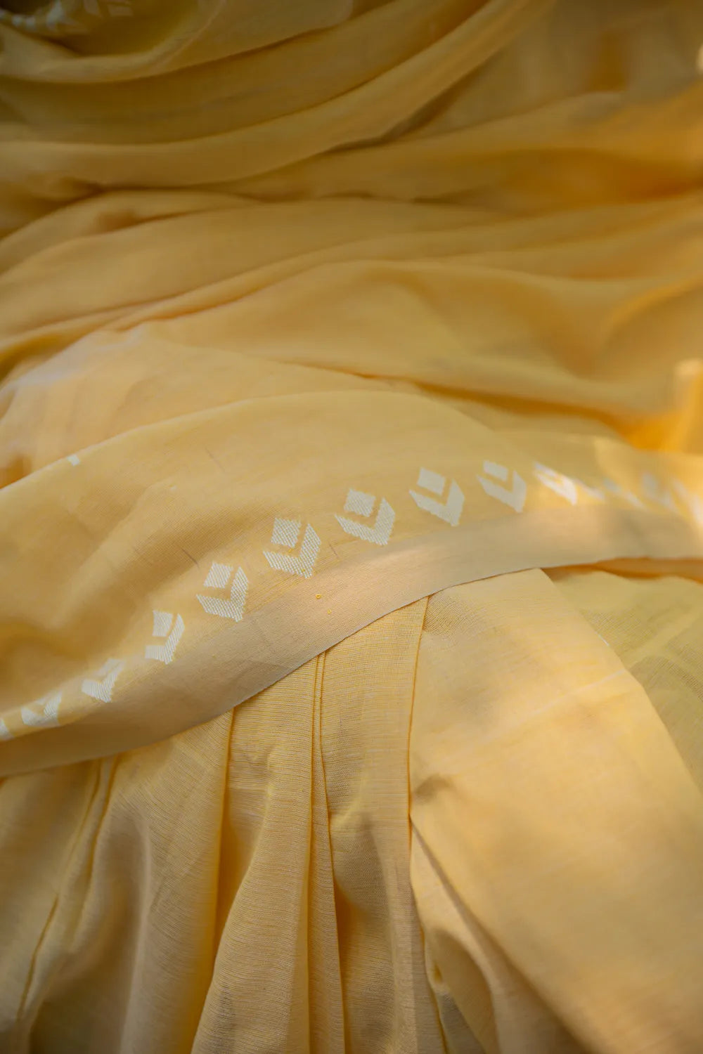 Handloom Yellow Soft Cotton Jamdani Saree