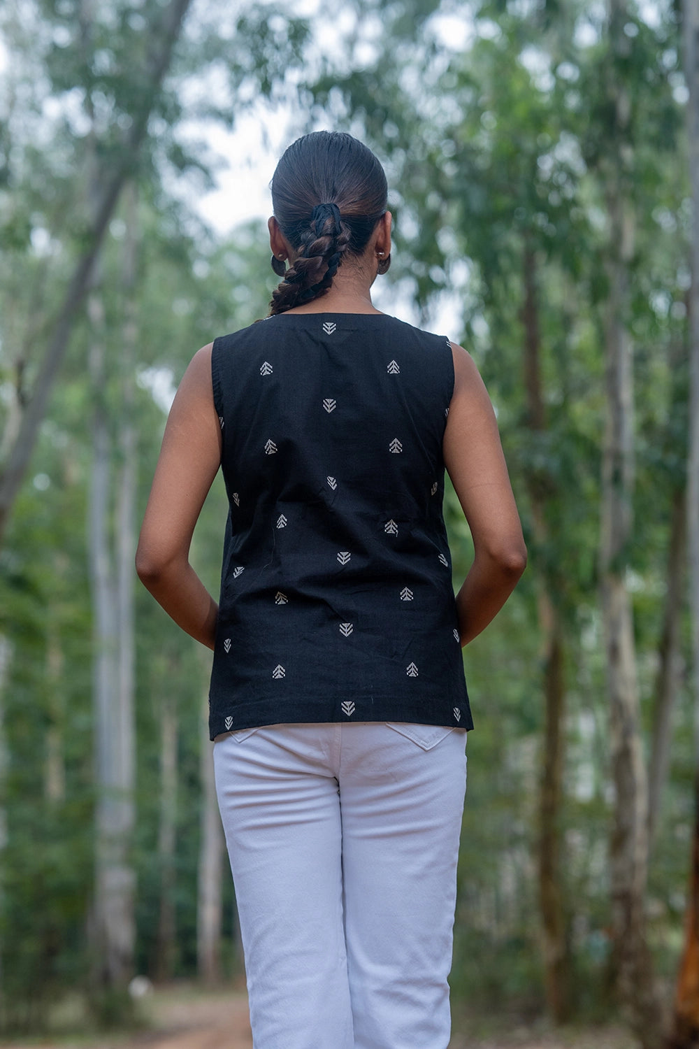 Black & White Cotton Woven Top