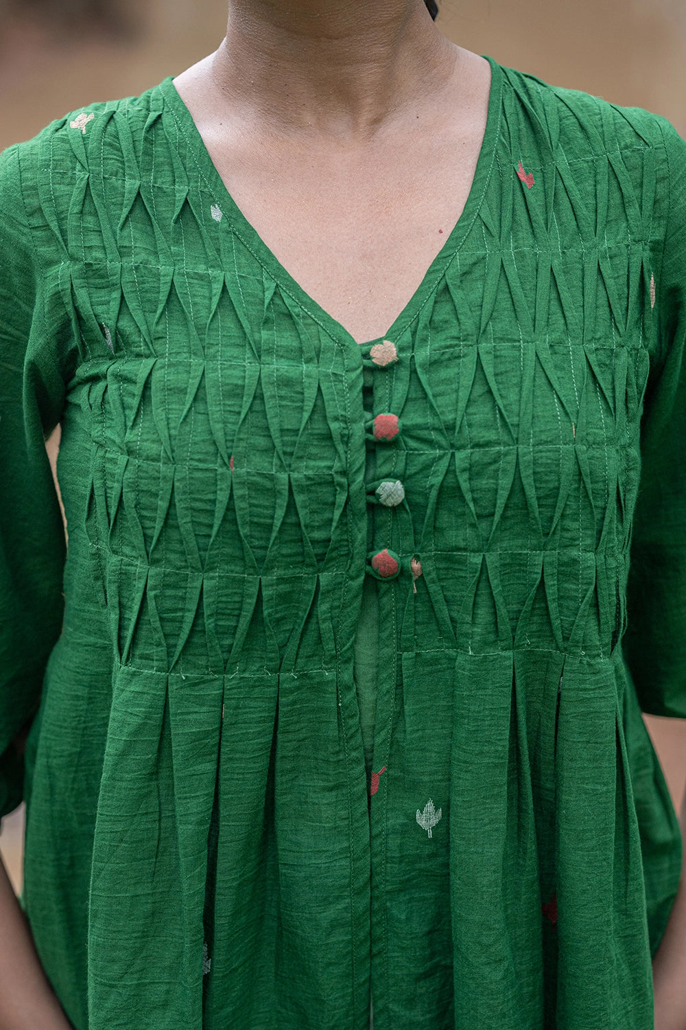 Forest Green Jamdani Top