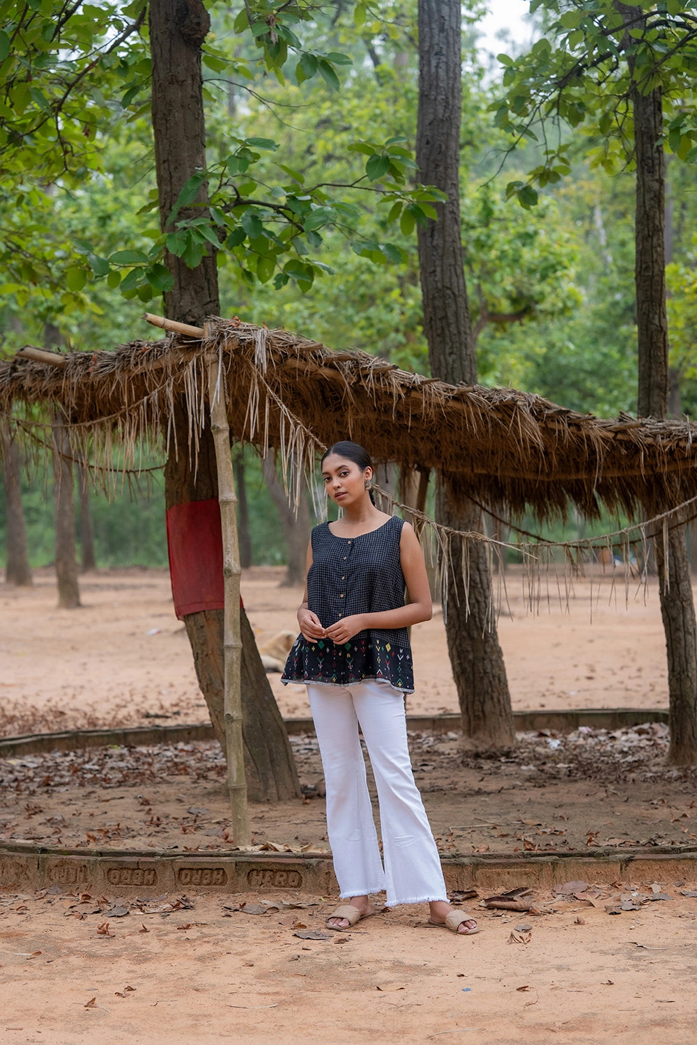 Blak Checks Jamdani Top