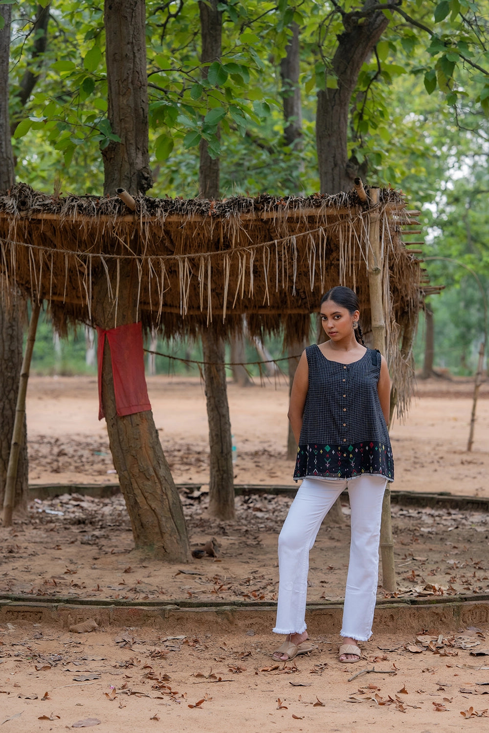 Blak Checks Jamdani Top