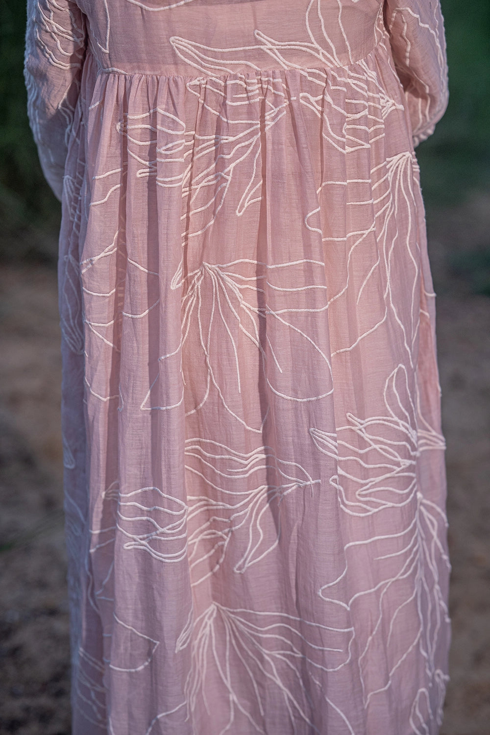 Lily Haze Lavender Mul Chanderi Embriodered Dress
