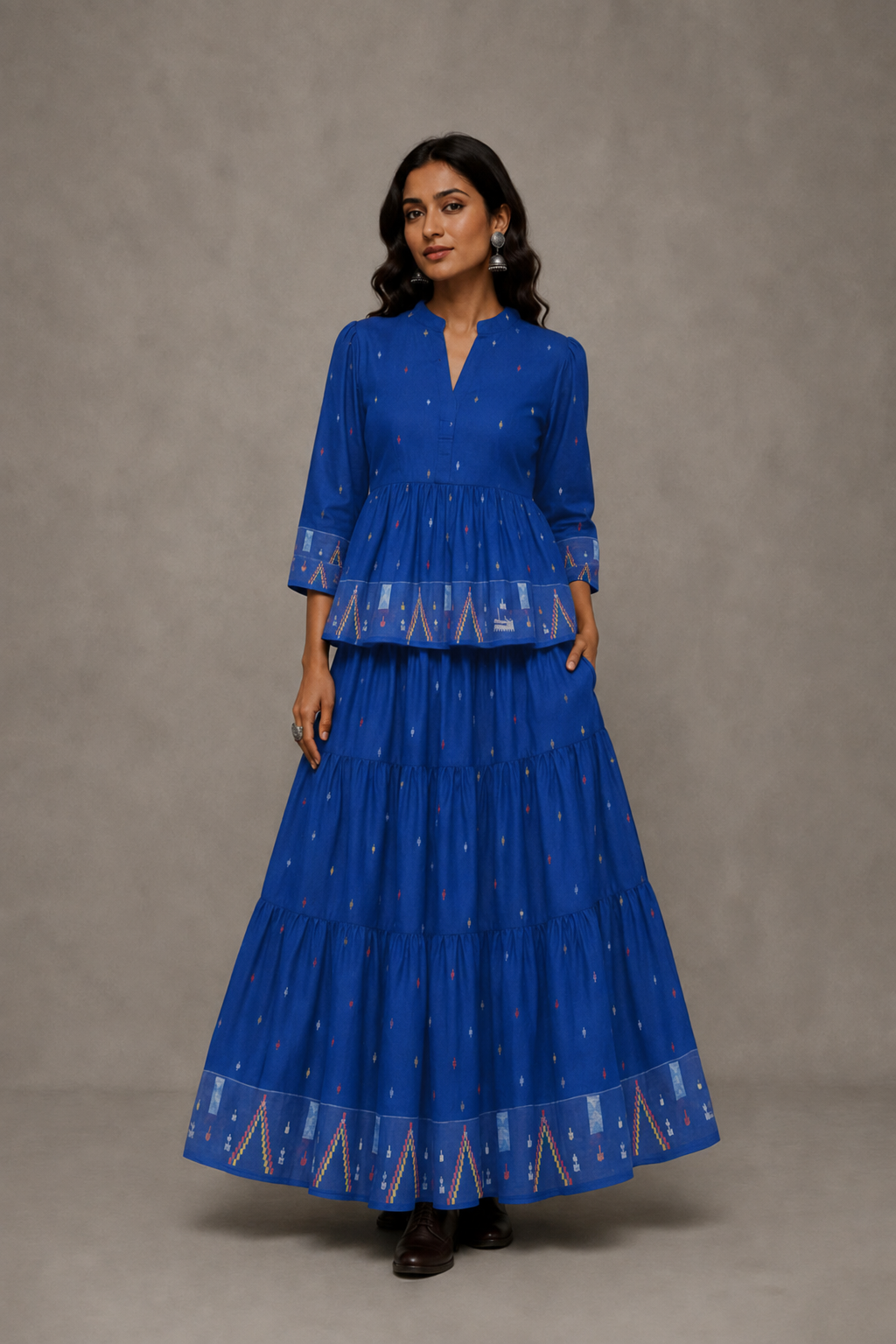 Blue Jamdani Handwoven Pure Cotton Skord Set