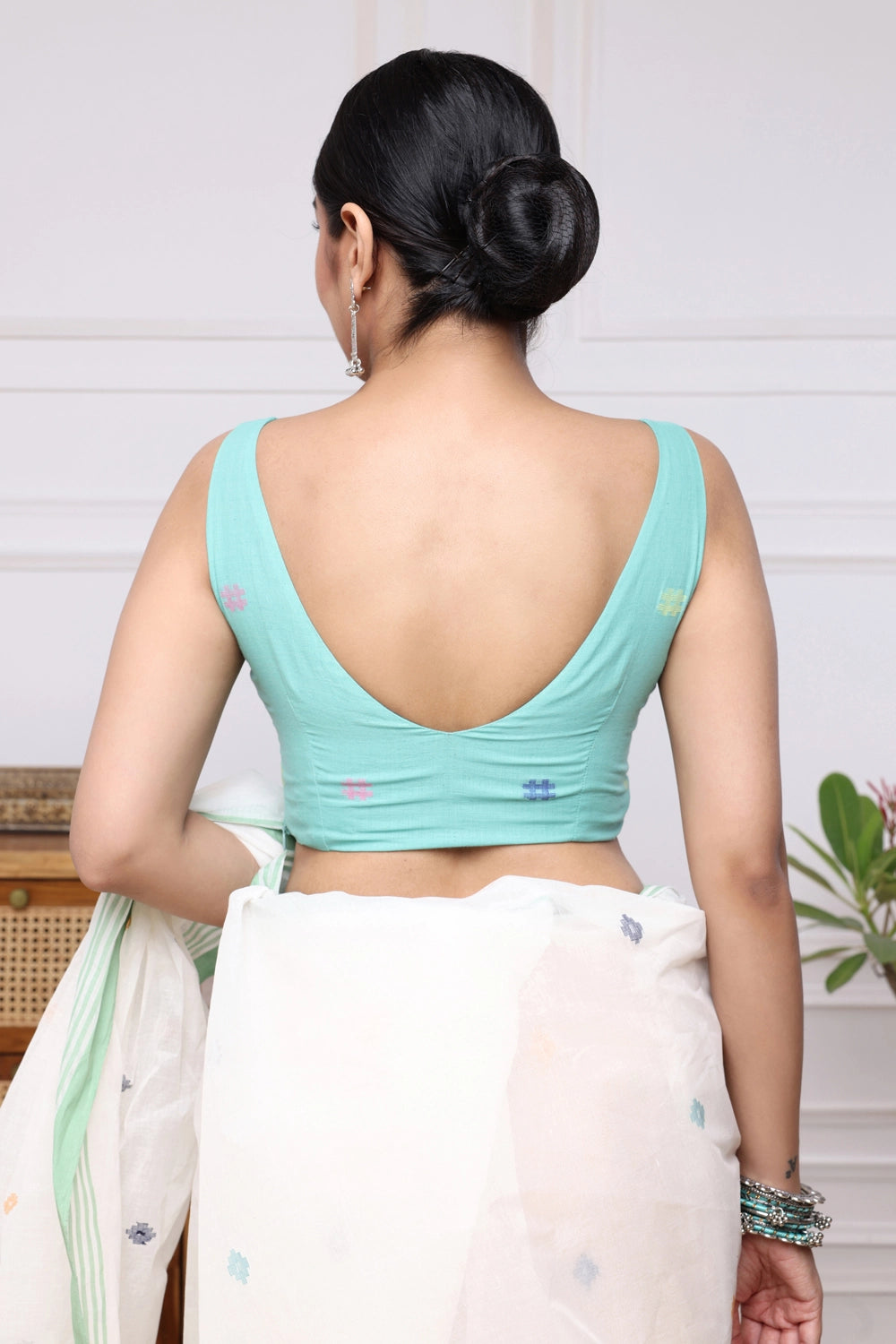 Aqua Jamdani Blouse