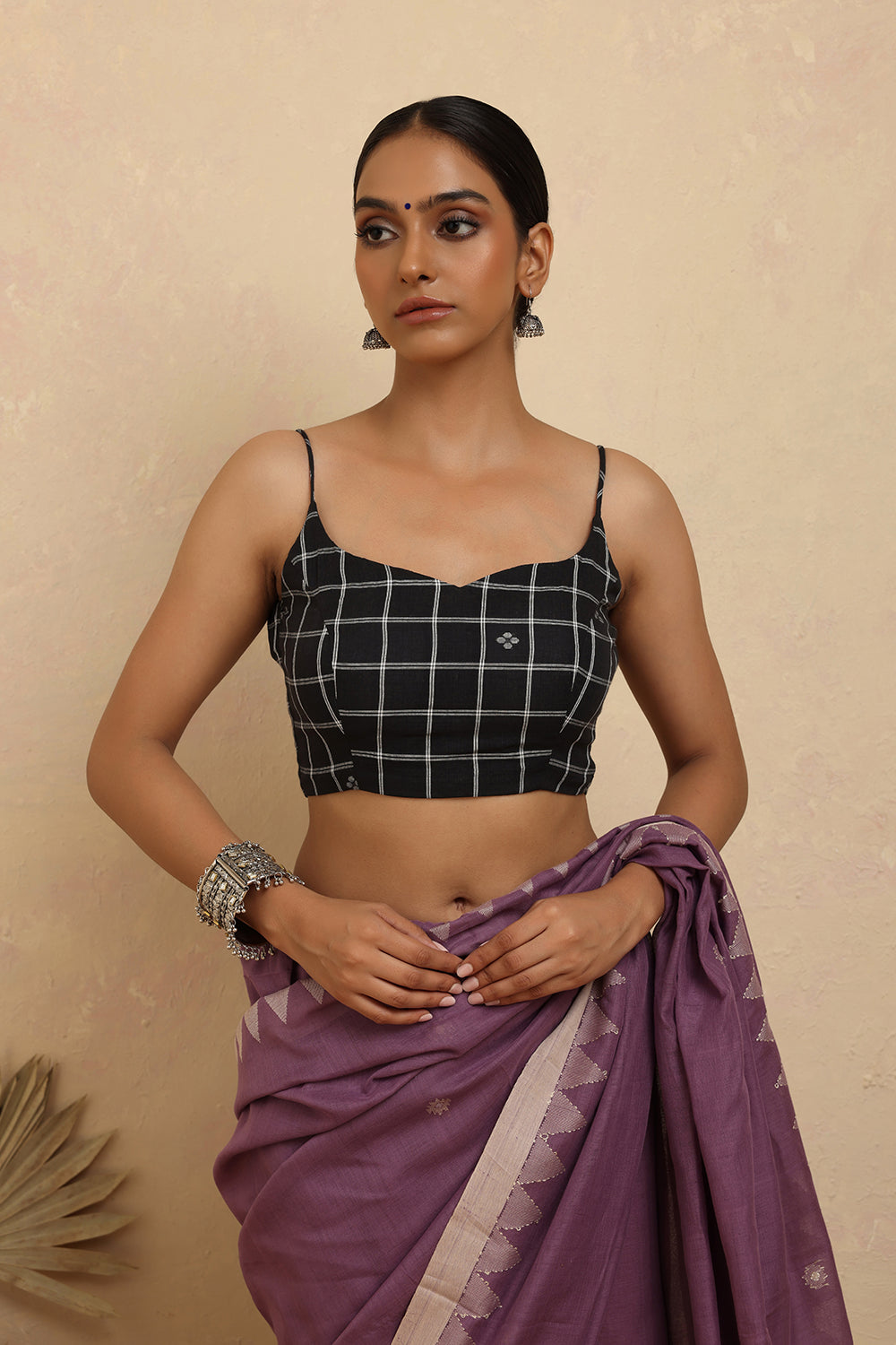 Charcoal Check Jamdani Blouse