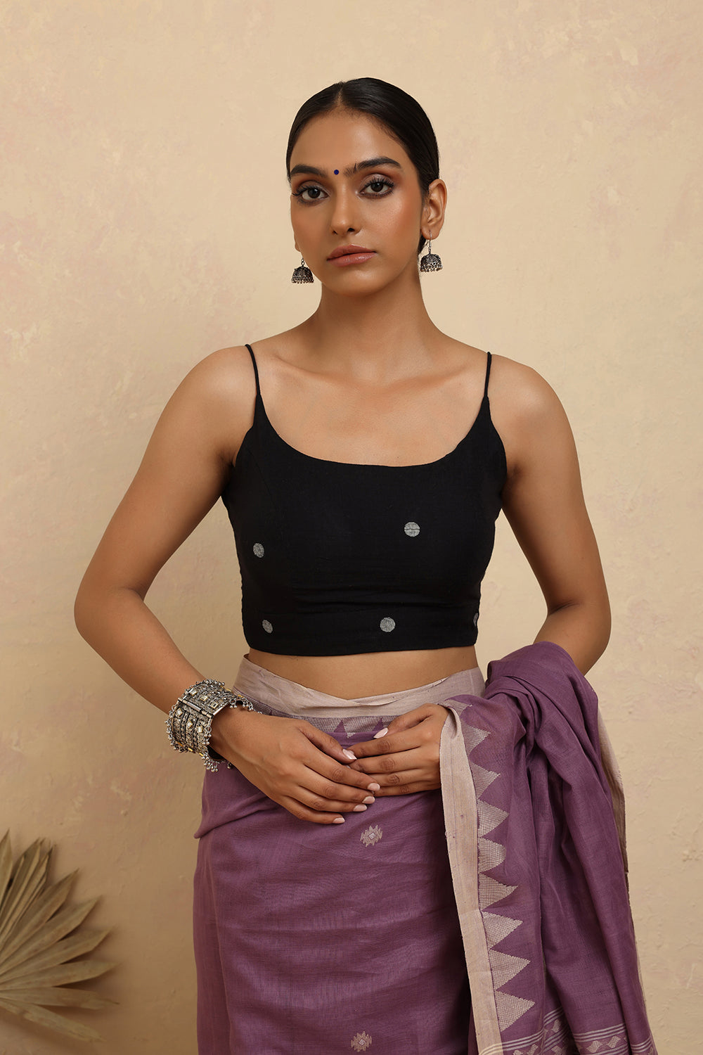 Black Polka Jamdani Blouse