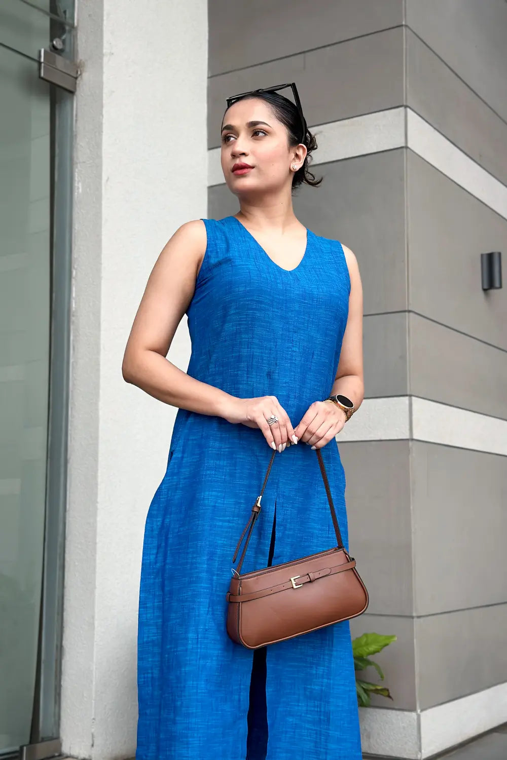 Teal Blue Pure Cotton Co-ord Set