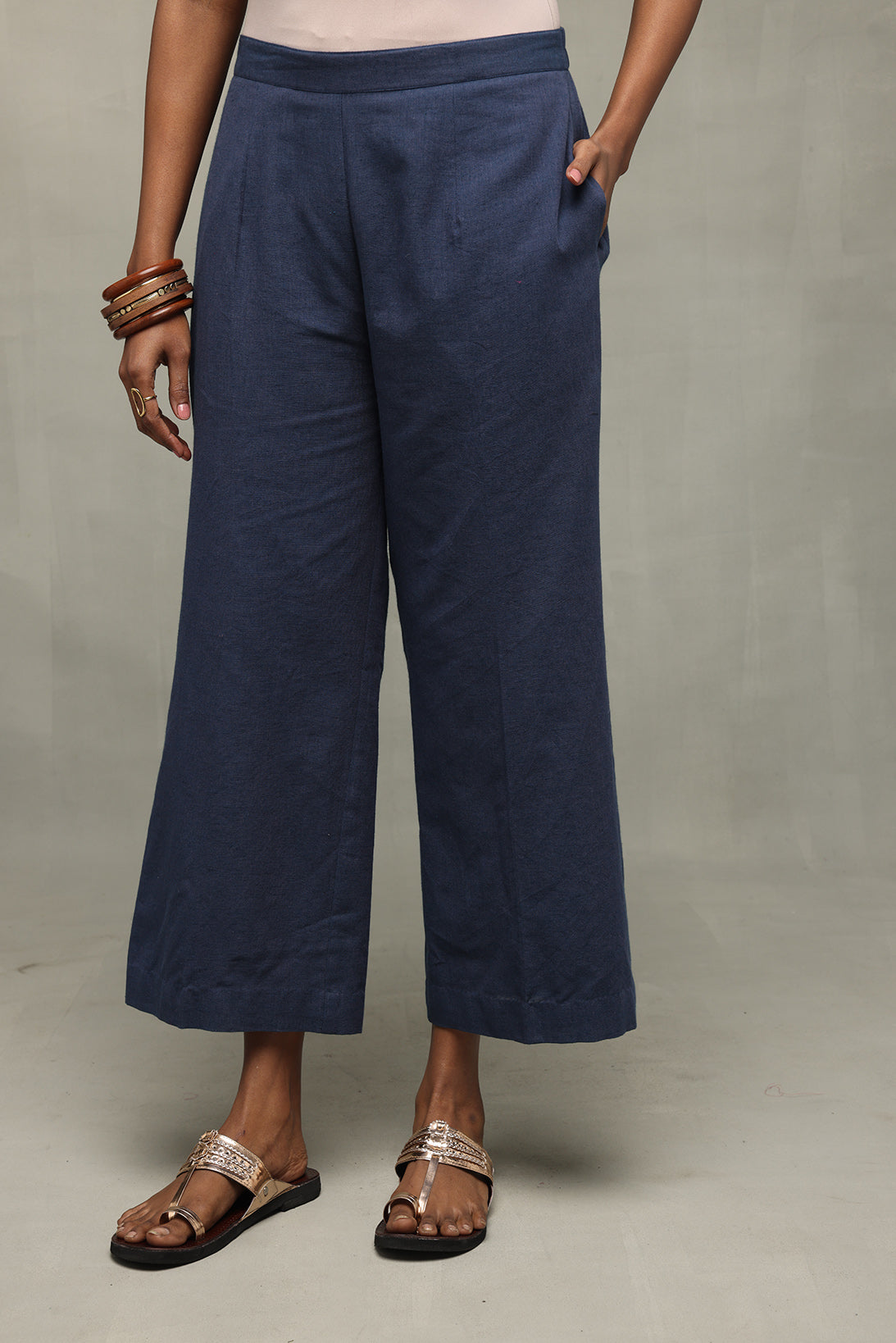 Muted Blue Kala Cotton Relaxed Pant