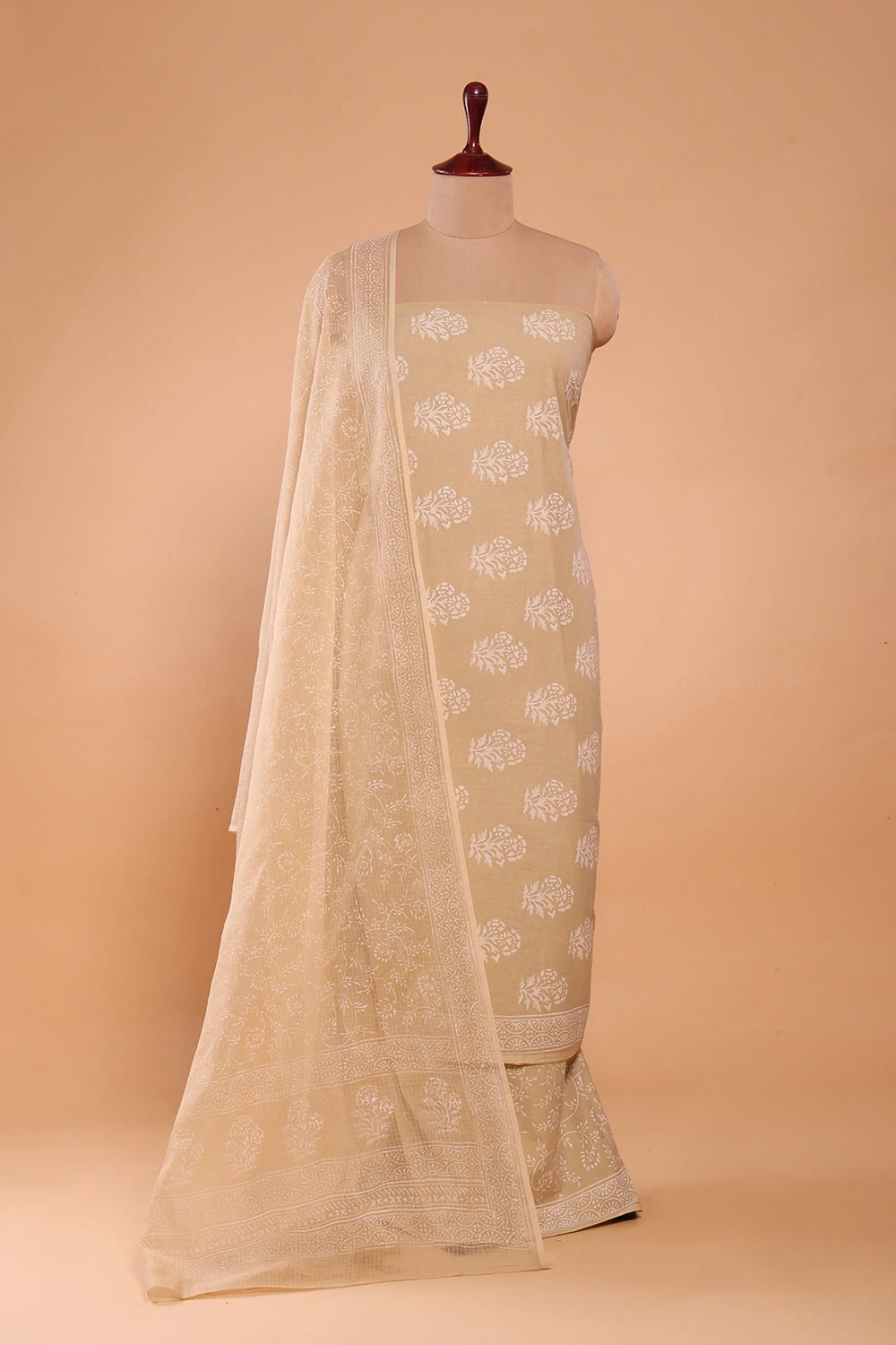 Sahara Gold Hand-Block Printed Suit Set With Dupatta