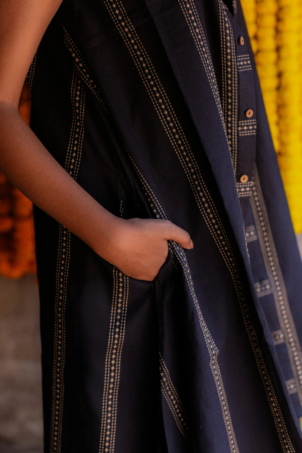 Noir Black South Cotton Dress with Shrug