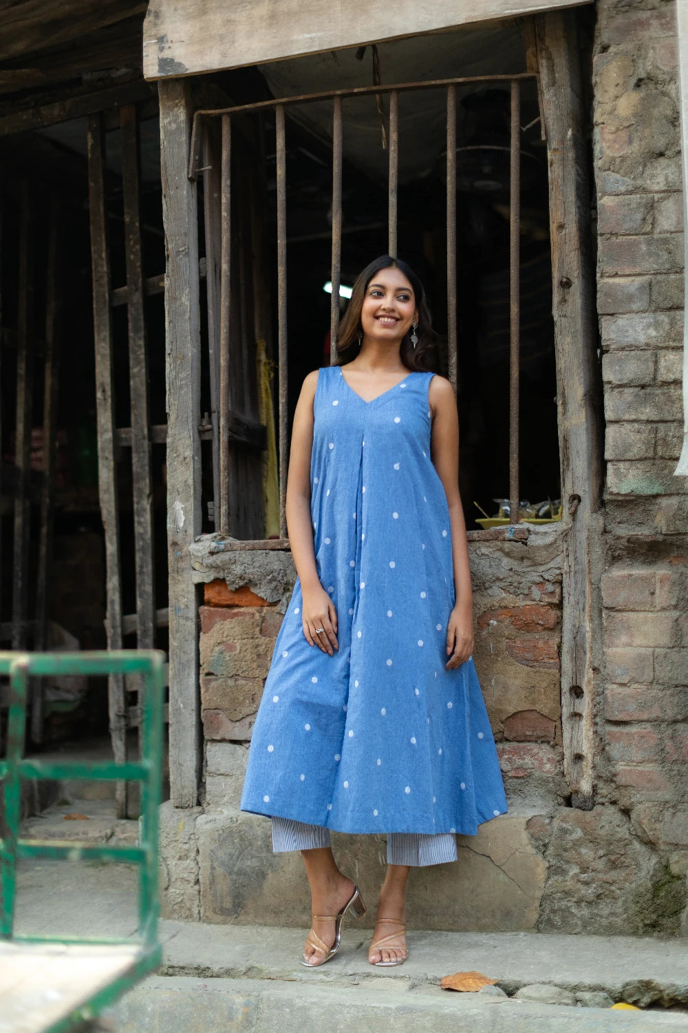 Sky Blue Pure South Cotton Woven Kurta Set with Dupatta