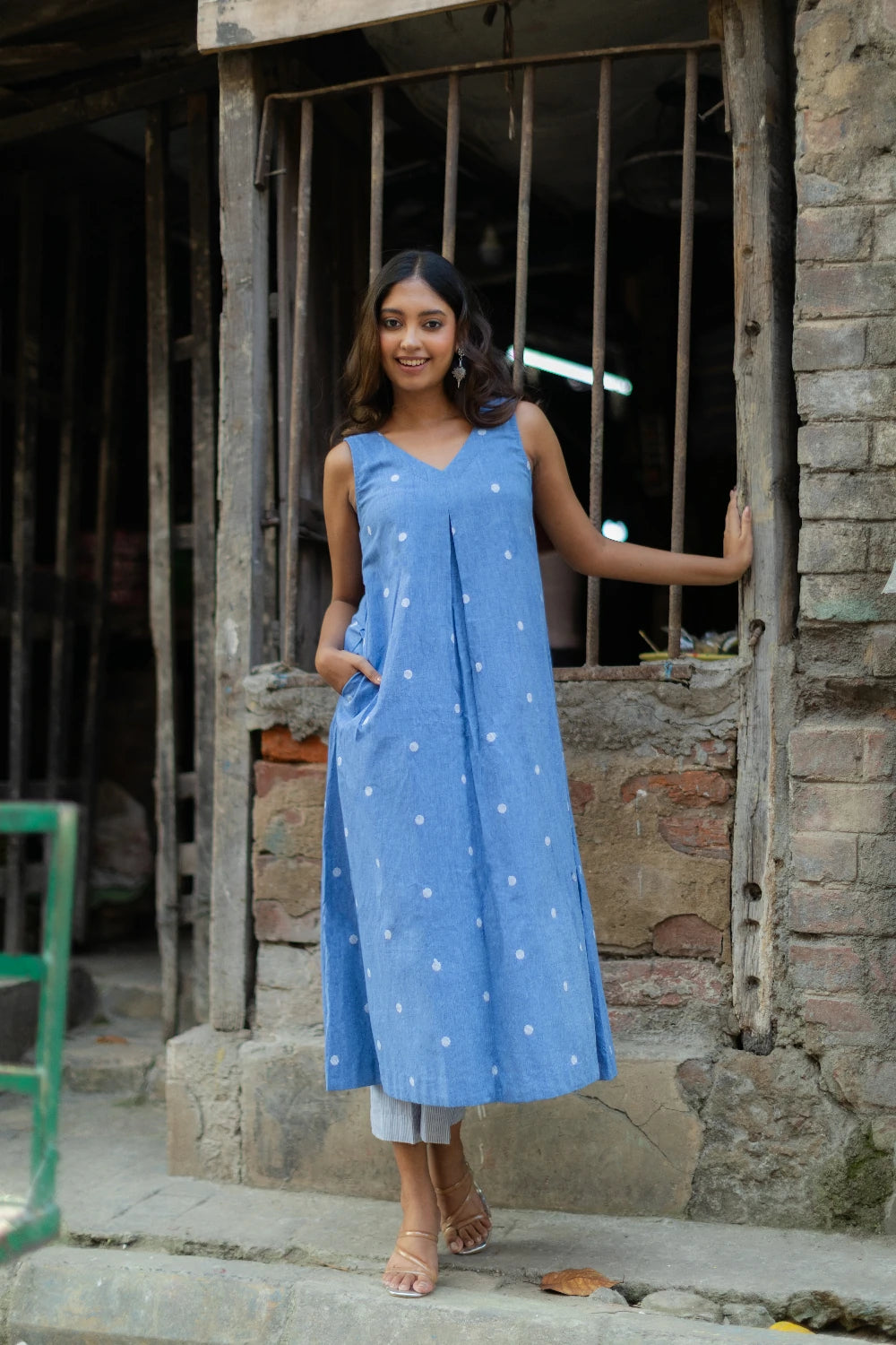 Sky Blue Pure South Cotton Woven Kurta Set with Dupatta