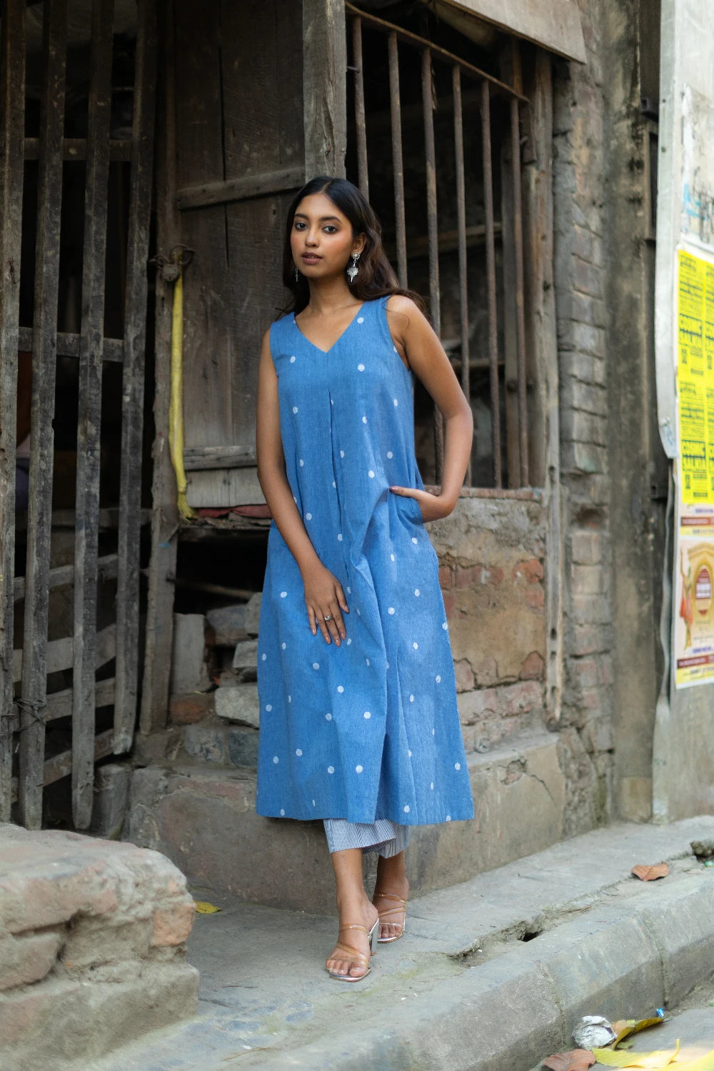 Sky Blue Pure South Cotton Woven Kurta Set with Dupatta