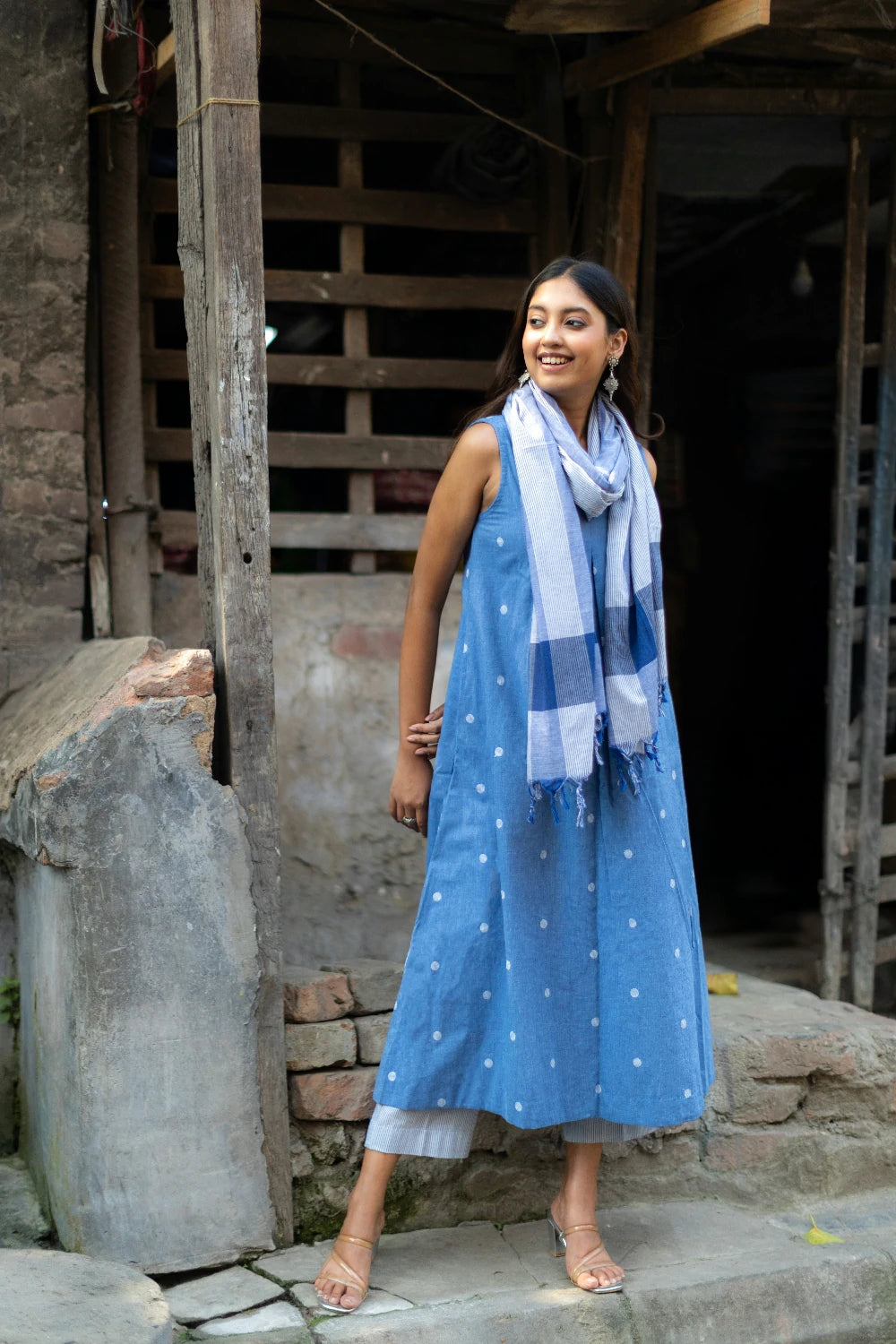 Sky Blue Pure South Cotton Woven Kurta Set with Dupatta