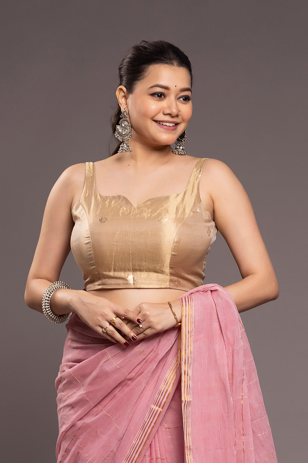 Golden Padma Pure Silk Banarasi Blouse-Sutra Art of Clothing