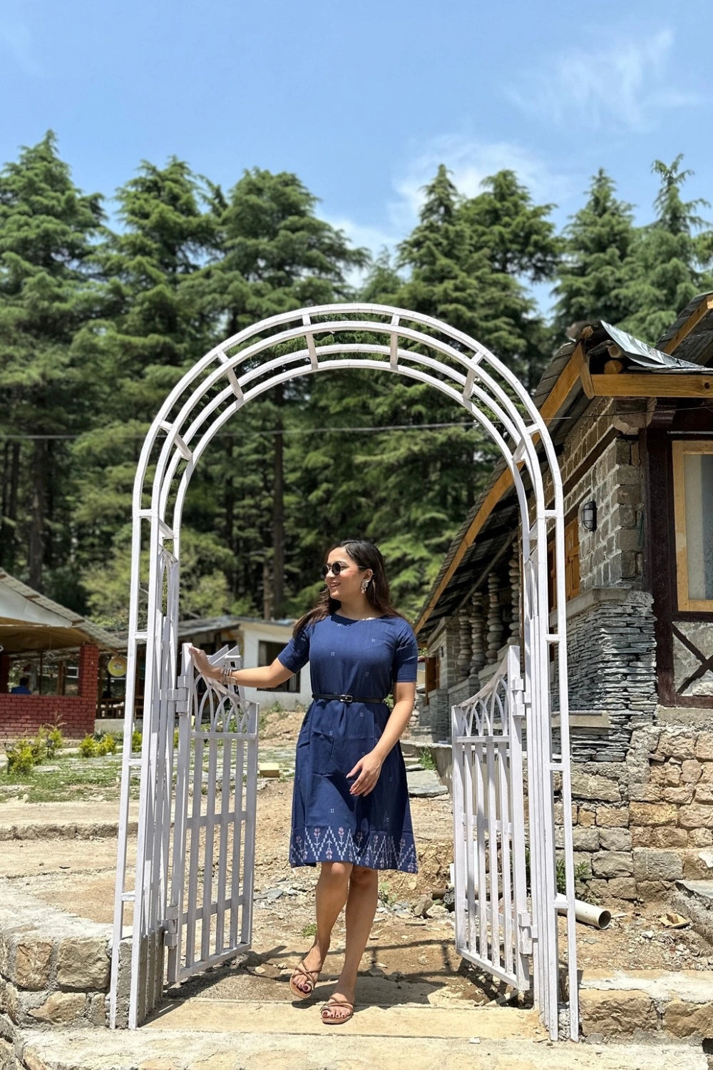 Navy Meadow Jamdani Dress