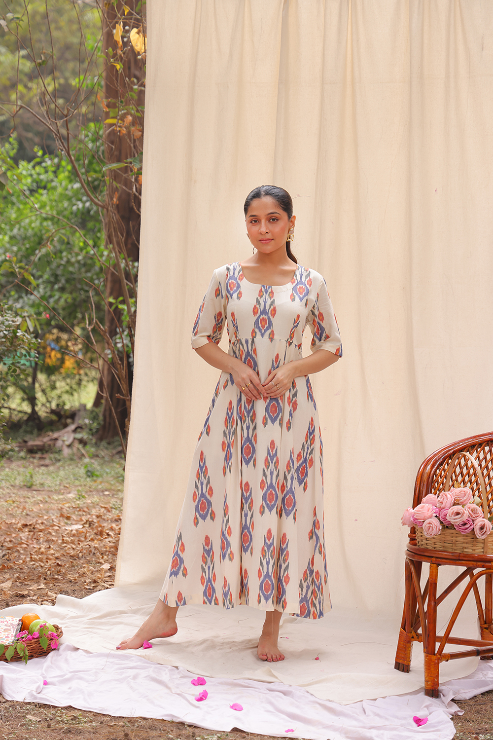 ikkat cotton dress Red Ikat Cotton Dress