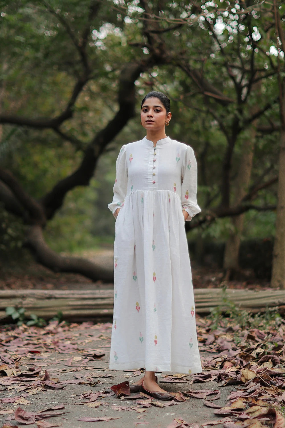 cotton jamdani dress Highland Handwoven Jamdani Dress