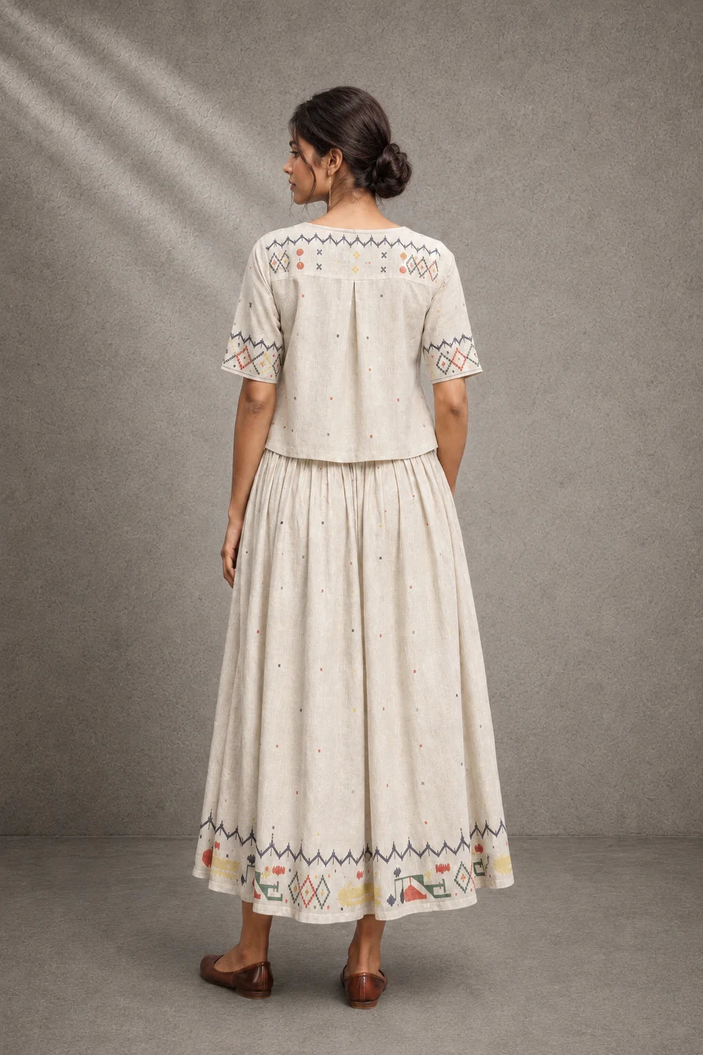Off-White Heritage Jamdani Pure Cotton Skord set