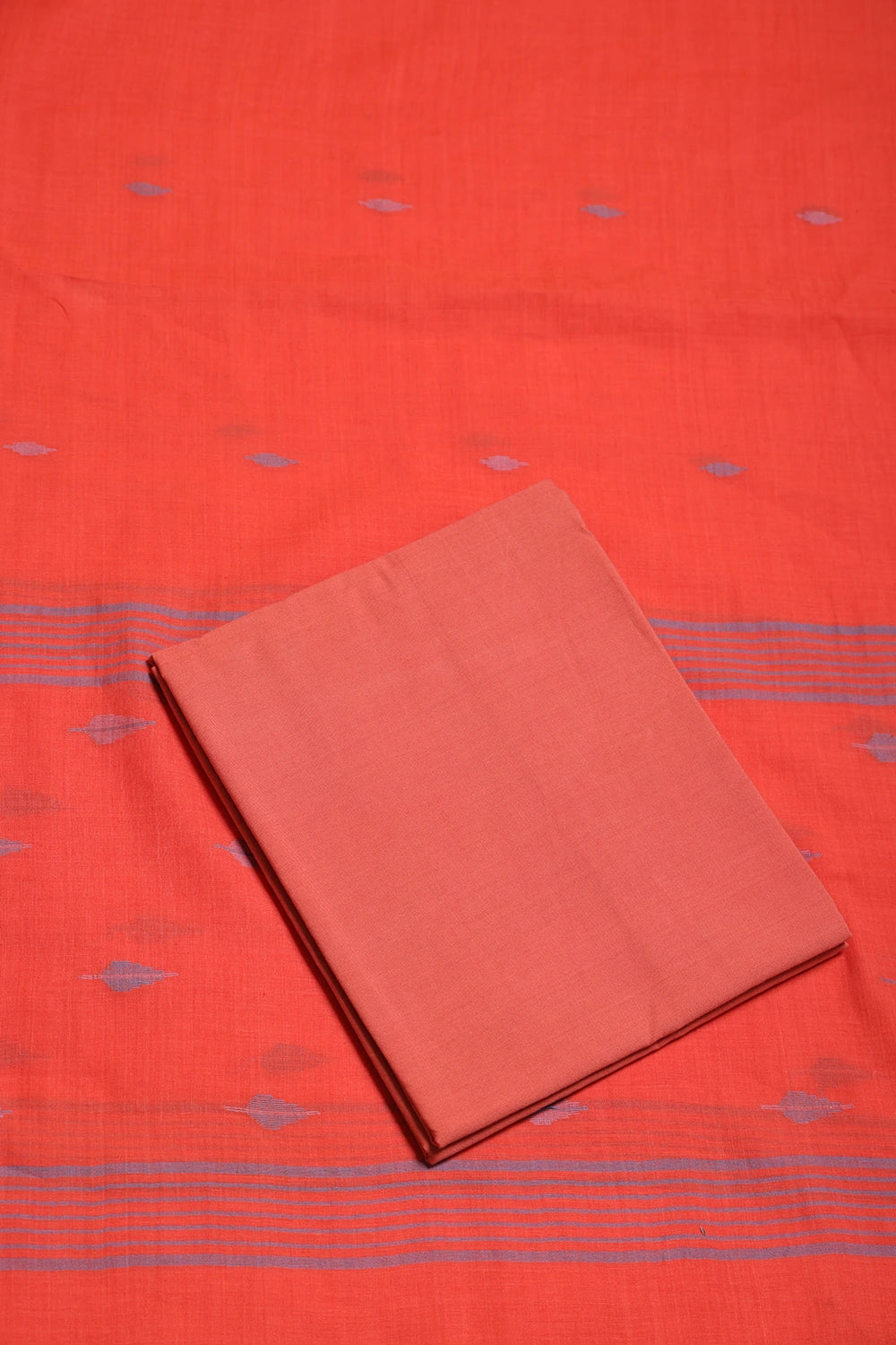 Handloom Zen Blue Pure Cotton Jamdani Suit Set With Dupatta