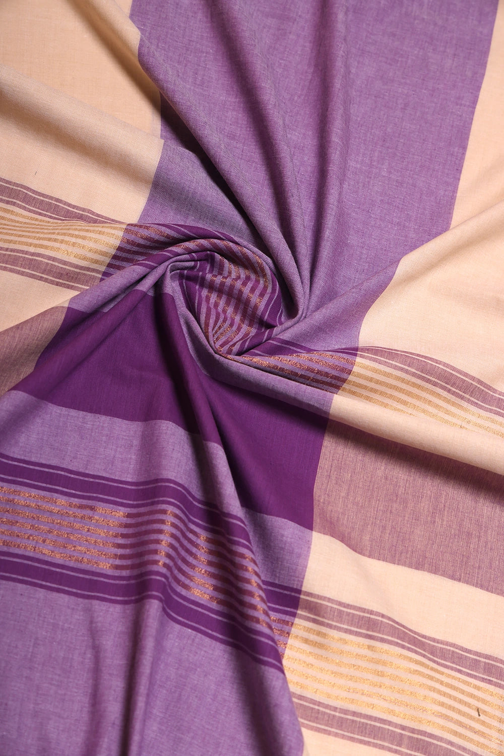 Beige and Purple Woven Suit Set with Subtle Buti & Zari Dupatta