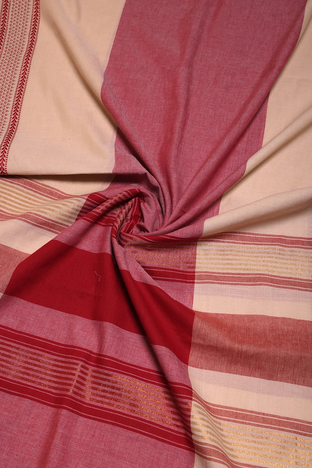 Beige and Pink Woven Suit Set with Subtle Buti & Zari Dupatta