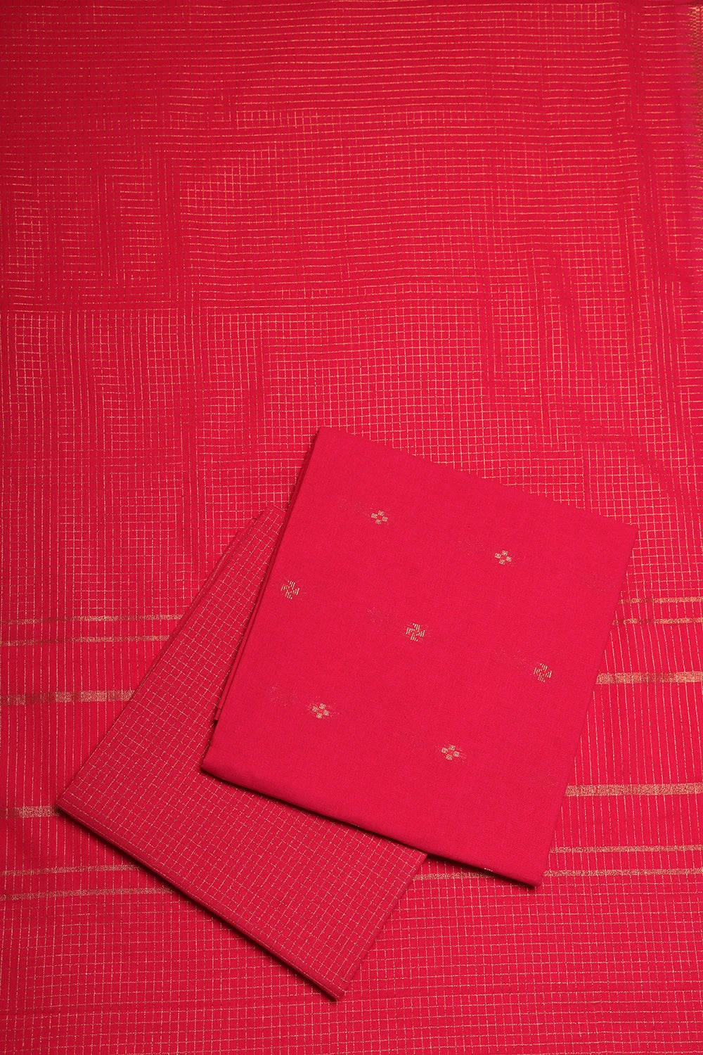 Pink Radiance Woven Suit Set with Subtle Buti & Zari Dupatta