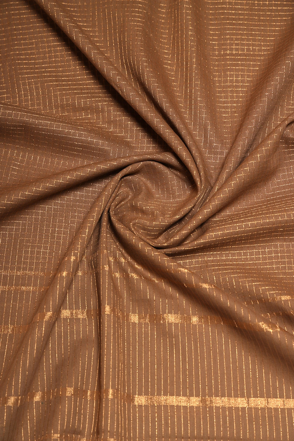 Earthy Brown Woven Suit Set with Subtle Buti & Zari Dupatta