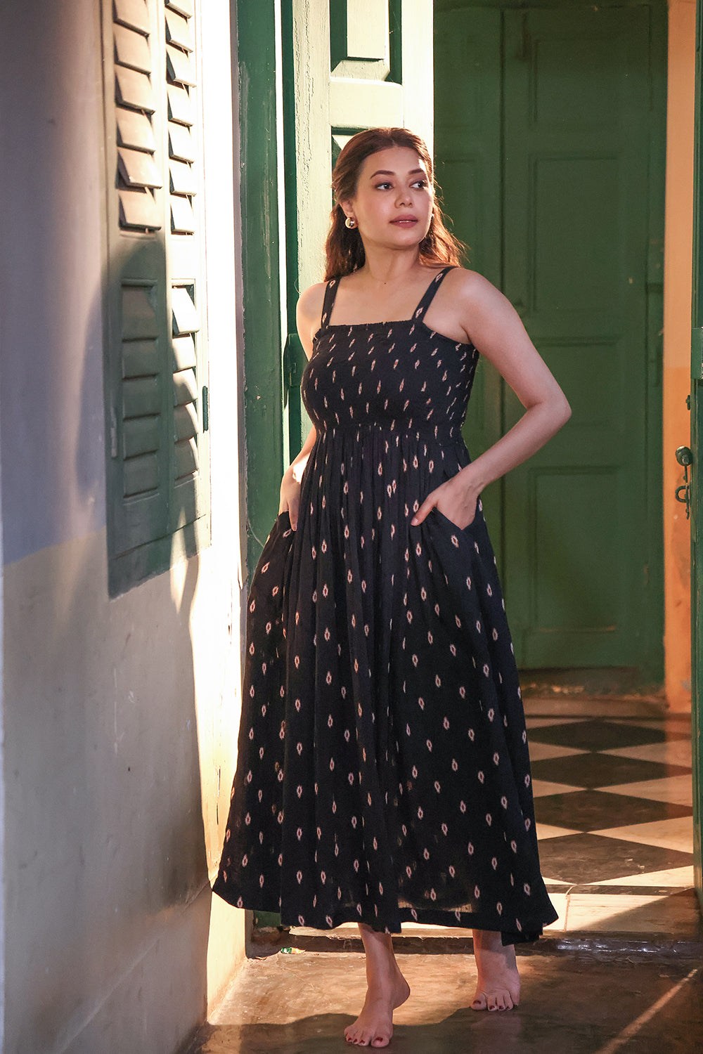 Noir Muse Cotton Maxi Dress