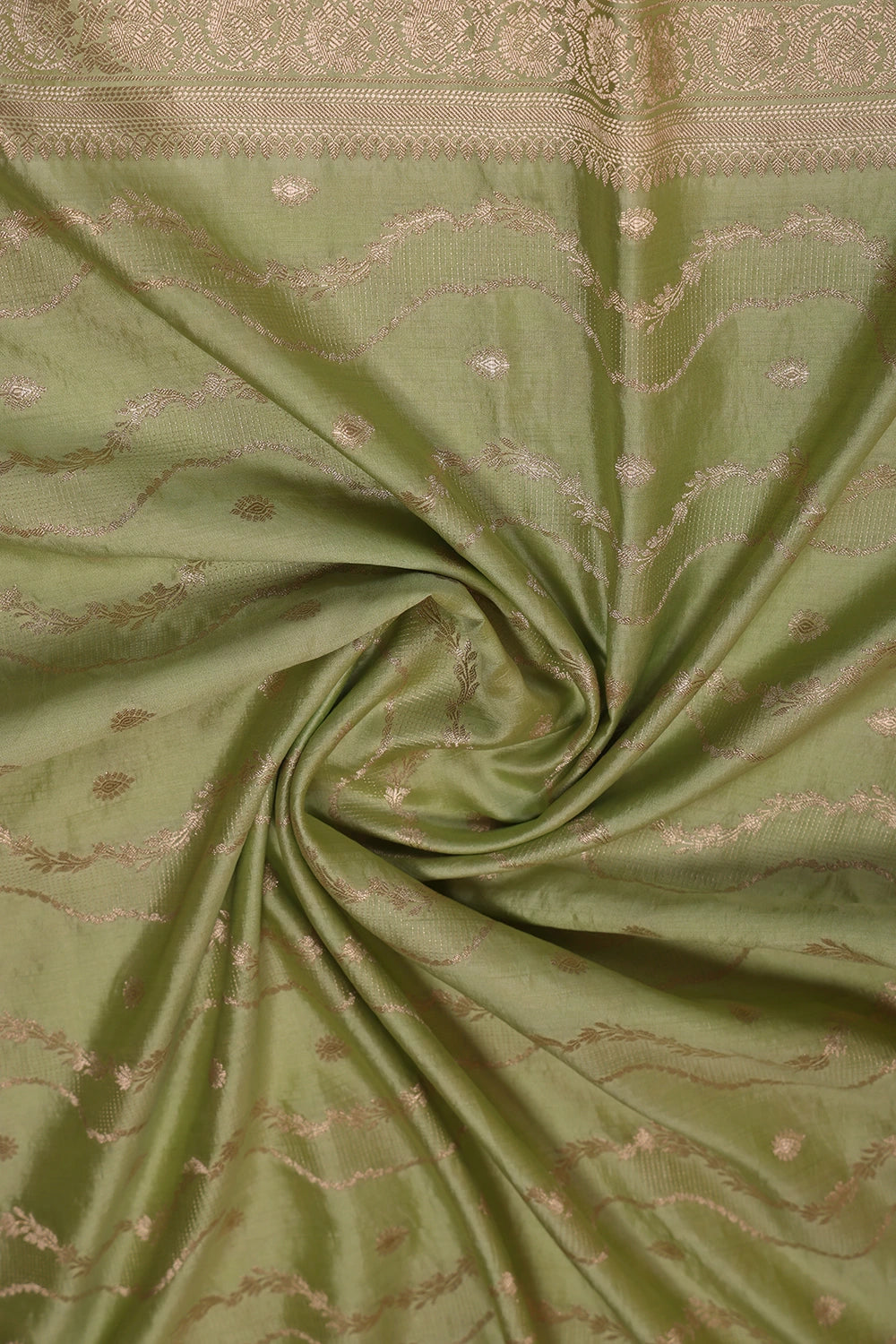 Handloom Pure Silk Pista Green Suit Set WIth Dupatta