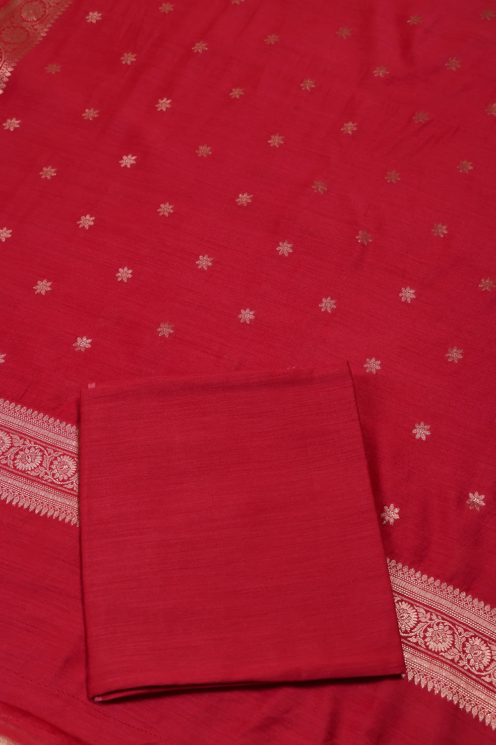 Handloom Pure Silk Red Banarasi Kurta Set WIth Dupatta