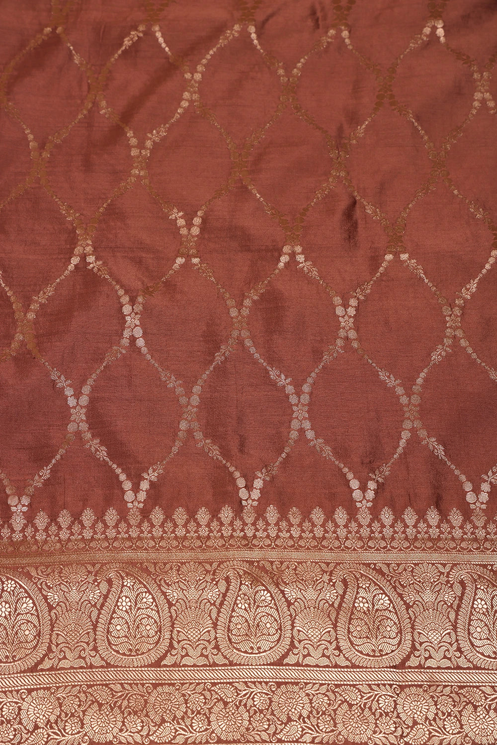 Handloom Pure Silk Mocha Brown Suit Set WIth Dupatta