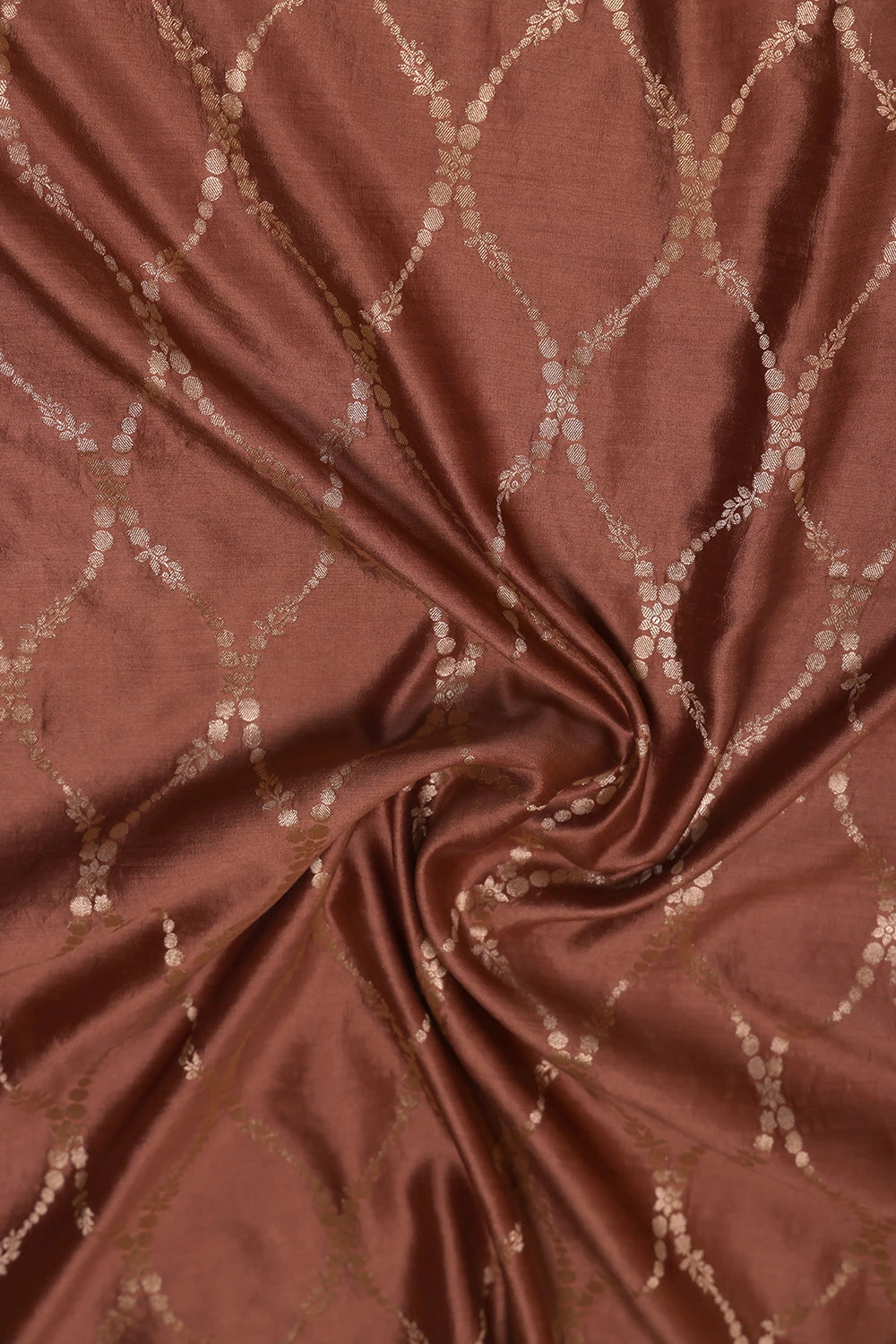 Handloom Pure Silk Mocha Brown Suit Set WIth Dupatta