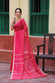 Handloom Hot Pink Mulmul Cotton Jamdani Saree