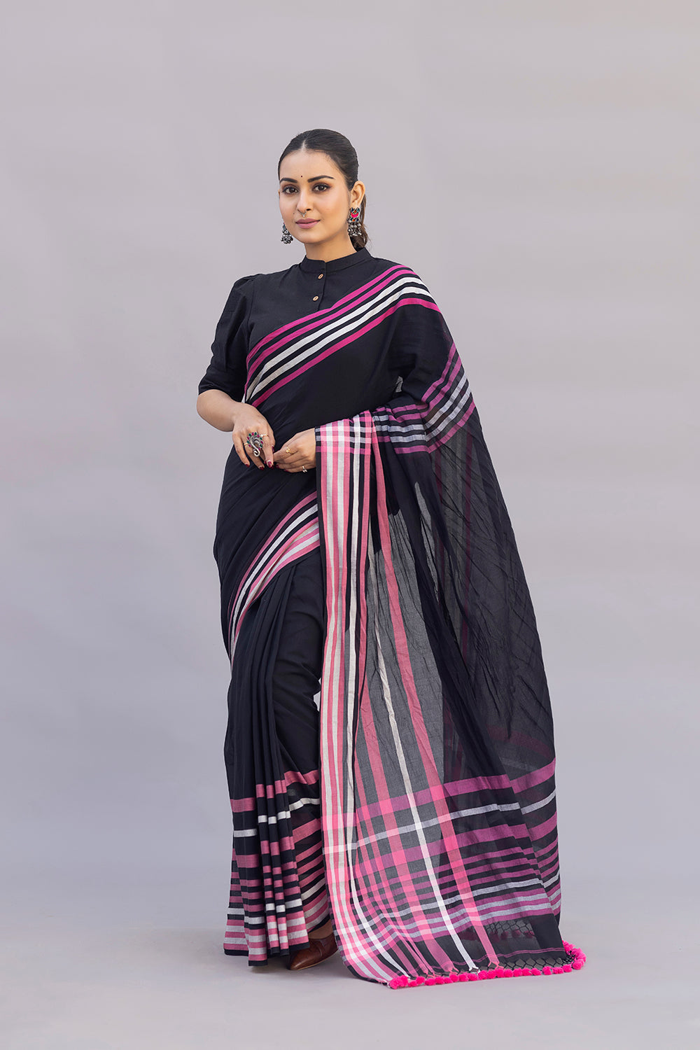 Komal Black Cotton Blouse