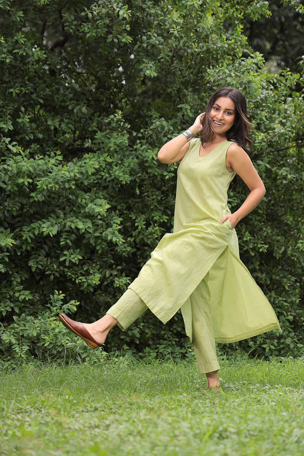 Handloom Pastel Green Co-ord Set