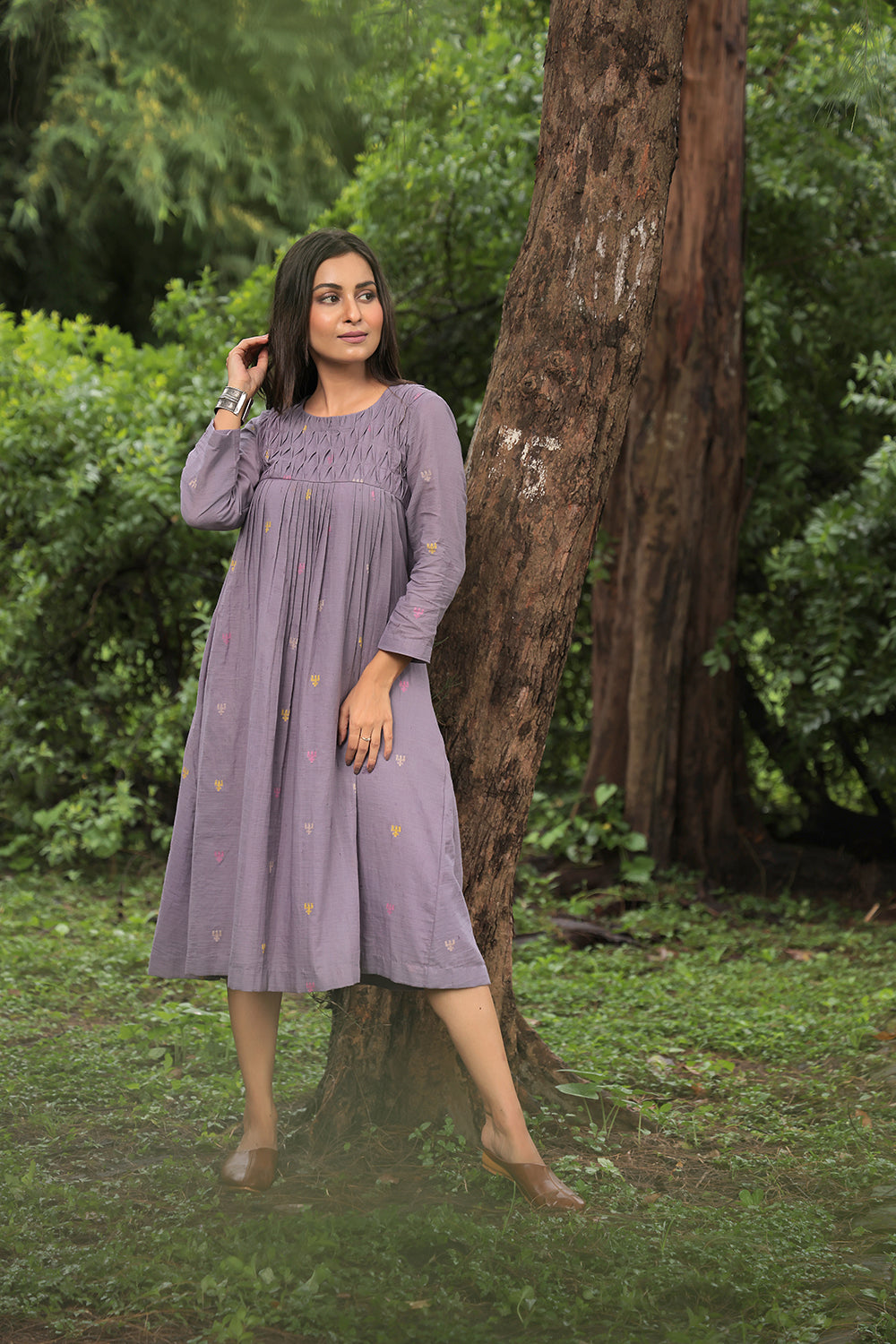 Urban Trishul Grey Jamdani Dress